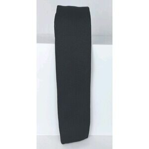 My Suited Life Mens Skinny Necktie Black Poly Knit Square End Tie 1.75"x58"
